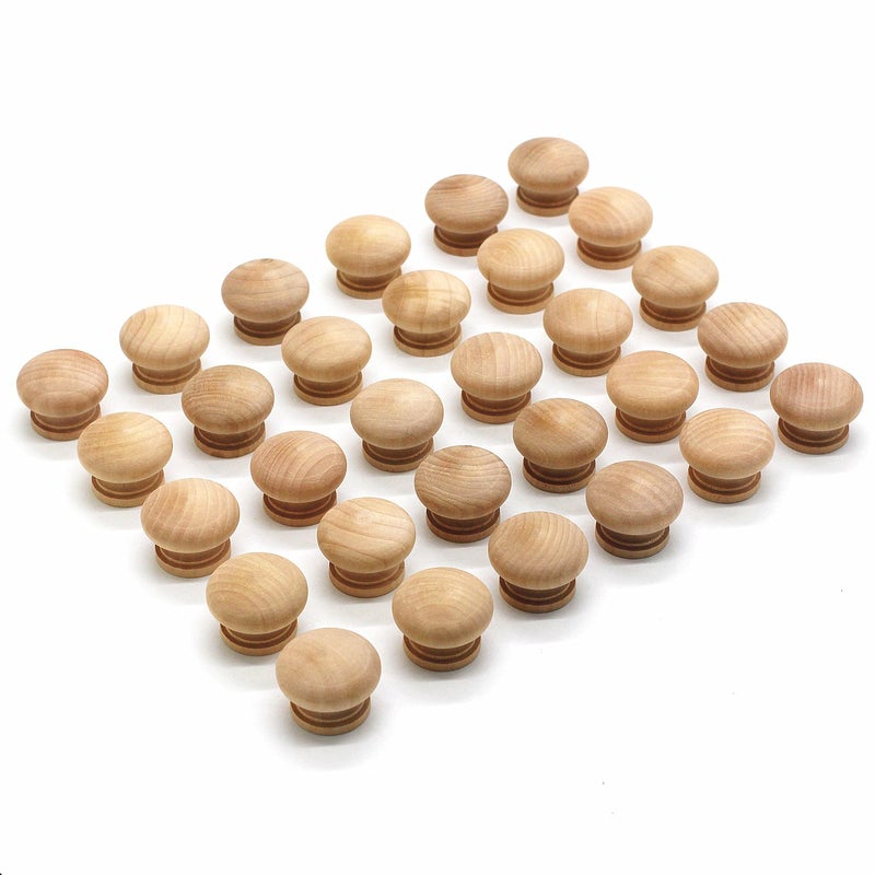 WEICHUAN 30-Pack Unfinished Solid Wood Knobs Pulls Handles - Round Natural Wooden Cabinet Knobs for Dresser Cabinet Wardrobe Cupboard and Furniture Drawer (Diameter: 1-3/8 Inches Height: 1 Inch) - Image 1